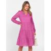 imageANRABESS Womens Long Sleeve V Neck MIdi Dresses Hollow Out Eyelet Casual Tiered 2025 Fall Beach Vacation Dress with PocketsHot Pink