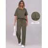 imageANRABESS Womens Lounge Sets 2 Piece Outfits Summer Casual Short Sleeve Sweatsuits Matching Tracksuits Wide Leg Pant SetArmy Green