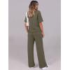 imageANRABESS Womens Lounge Sets 2 Piece Outfits Summer Casual Short Sleeve Sweatsuits Matching Tracksuits Wide Leg Pant SetArmy Green