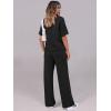 imageANRABESS Womens Lounge Sets 2 Piece Outfits Summer Casual Short Sleeve Sweatsuits Matching Tracksuits Wide Leg Pant SetBlack