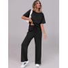 imageANRABESS Womens Lounge Sets 2 Piece Outfits Summer Casual Short Sleeve Sweatsuits Matching Tracksuits Wide Leg Pant SetBlack