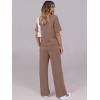 imageANRABESS Womens Lounge Sets 2 Piece Outfits Summer Casual Short Sleeve Sweatsuits Matching Tracksuits Wide Leg Pant SetBrown