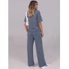imageANRABESS Womens Lounge Sets 2 Piece Outfits Summer Casual Short Sleeve Sweatsuits Matching Tracksuits Wide Leg Pant SetDeep Gray