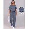 imageANRABESS Womens Lounge Sets 2 Piece Outfits Summer Casual Short Sleeve Sweatsuits Matching Tracksuits Wide Leg Pant SetDeep Gray