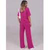 imageANRABESS Womens Lounge Sets 2 Piece Outfits Summer Casual Short Sleeve Sweatsuits Matching Tracksuits Wide Leg Pant SetHot Pink