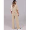 imageANRABESS Womens Lounge Sets 2 Piece Outfits Summer Casual Short Sleeve Sweatsuits Matching Tracksuits Wide Leg Pant SetKhaki