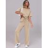 imageANRABESS Womens Lounge Sets 2 Piece Outfits Summer Casual Short Sleeve Sweatsuits Matching Tracksuits Wide Leg Pant SetKhaki