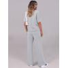 imageANRABESS Womens Lounge Sets 2 Piece Outfits Summer Casual Short Sleeve Sweatsuits Matching Tracksuits Wide Leg Pant SetLight Grey
