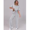 imageANRABESS Womens Lounge Sets 2 Piece Outfits Summer Casual Short Sleeve Sweatsuits Matching Tracksuits Wide Leg Pant SetLight Grey
