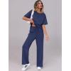 imageANRABESS Womens Lounge Sets 2 Piece Outfits Summer Casual Short Sleeve Sweatsuits Matching Tracksuits Wide Leg Pant SetNavy Blue