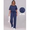 imageANRABESS Womens Lounge Sets 2 Piece Outfits Summer Casual Short Sleeve Sweatsuits Matching Tracksuits Wide Leg Pant SetNavy Blue