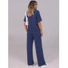 imageANRABESS Womens Lounge Sets 2 Piece Outfits Summer Casual Short Sleeve Sweatsuits Matching Tracksuits Wide Leg Pant SetNavy Blue