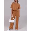 imageANRABESS Womens Lounge Sets 2 Piece Outfits Summer Casual Short Sleeve Sweatsuits Matching Tracksuits Wide Leg Pant SetRust