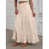 imageANRABESS Womens Maxi Skirt Elastic High Waist Swing Tiered Aline Flowy Pleated Boho Beach Vacation Long SkirtsBeige