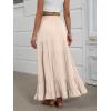 imageANRABESS Womens Maxi Skirt Elastic High Waist Swing Tiered Aline Flowy Pleated Boho Beach Vacation Long SkirtsBeige