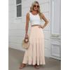imageANRABESS Womens Maxi Skirt Elastic High Waist Swing Tiered Aline Flowy Pleated Boho Beach Vacation Long SkirtsBeige