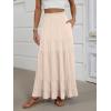 imageANRABESS Womens Maxi Skirt Elastic High Waist Swing Tiered Aline Flowy Pleated Boho Beach Vacation Long SkirtsBeige