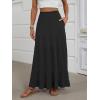 imageANRABESS Womens Maxi Skirt Elastic High Waist Swing Tiered Aline Flowy Pleated Boho Beach Vacation Long SkirtsBlack