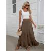 imageANRABESS Womens Maxi Skirt Elastic High Waist Swing Tiered Aline Flowy Pleated Boho Beach Vacation Long SkirtsCoffee
