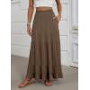 imageANRABESS Womens Maxi Skirt Elastic High Waist Swing Tiered Aline Flowy Pleated Boho Beach Vacation Long SkirtsCoffee