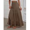 imageANRABESS Womens Maxi Skirt Elastic High Waist Swing Tiered Aline Flowy Pleated Boho Beach Vacation Long SkirtsCoffee