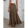 imageANRABESS Womens Maxi Skirt Elastic High Waist Swing Tiered Aline Flowy Pleated Boho Beach Vacation Long SkirtsCoffee