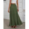 imageANRABESS Womens Maxi Skirt Elastic High Waist Swing Tiered Aline Flowy Pleated Boho Beach Vacation Long SkirtsDark Green