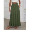 imageANRABESS Womens Maxi Skirt Elastic High Waist Swing Tiered Aline Flowy Pleated Boho Beach Vacation Long SkirtsDark Green