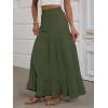 imageANRABESS Womens Maxi Skirt Elastic High Waist Swing Tiered Aline Flowy Pleated Boho Beach Vacation Long SkirtsDark Green