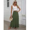 imageANRABESS Womens Maxi Skirt Elastic High Waist Swing Tiered Aline Flowy Pleated Boho Beach Vacation Long SkirtsDark Green