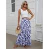 imageANRABESS Womens Maxi Skirt Elastic High Waist Swing Tiered Aline Flowy Pleated Boho Beach Vacation Long SkirtsFloral Blue