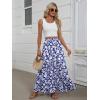imageANRABESS Womens Maxi Skirt Elastic High Waist Swing Tiered Aline Flowy Pleated Boho Beach Vacation Long SkirtsFloral Blue
