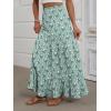 imageANRABESS Womens Maxi Skirt Elastic High Waist Swing Tiered Aline Flowy Pleated Boho Beach Vacation Long SkirtsFloral Green