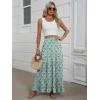 imageANRABESS Womens Maxi Skirt Elastic High Waist Swing Tiered Aline Flowy Pleated Boho Beach Vacation Long SkirtsFloral Green