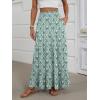 imageANRABESS Womens Maxi Skirt Elastic High Waist Swing Tiered Aline Flowy Pleated Boho Beach Vacation Long SkirtsFloral Green