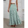 imageANRABESS Womens Maxi Skirt Elastic High Waist Swing Tiered Aline Flowy Pleated Boho Beach Vacation Long SkirtsFloral Green