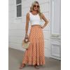 imageANRABESS Womens Maxi Skirt Elastic High Waist Swing Tiered Aline Flowy Pleated Boho Beach Vacation Long SkirtsFloral Orange