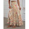 imageANRABESS Womens Maxi Skirt Elastic High Waist Swing Tiered Aline Flowy Pleated Boho Beach Vacation Long SkirtsFloral Orange Red