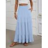 imageANRABESS Womens Maxi Skirt Elastic High Waist Swing Tiered Aline Flowy Pleated Boho Beach Vacation Long SkirtsLight Blue