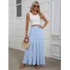 imageANRABESS Womens Maxi Skirt Elastic High Waist Swing Tiered Aline Flowy Pleated Boho Beach Vacation Long SkirtsLight Blue