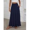 imageANRABESS Womens Maxi Skirt Elastic High Waist Swing Tiered Aline Flowy Pleated Boho Beach Vacation Long SkirtsNavy Blue