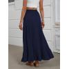 imageANRABESS Womens Maxi Skirt Elastic High Waist Swing Tiered Aline Flowy Pleated Boho Beach Vacation Long SkirtsNavy Blue