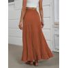 imageANRABESS Womens Maxi Skirt Elastic High Waist Swing Tiered Aline Flowy Pleated Boho Beach Vacation Long SkirtsRust