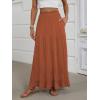 imageANRABESS Womens Maxi Skirt Elastic High Waist Swing Tiered Aline Flowy Pleated Boho Beach Vacation Long SkirtsRust
