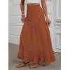imageANRABESS Womens Maxi Skirt Elastic High Waist Swing Tiered Aline Flowy Pleated Boho Beach Vacation Long SkirtsRust
