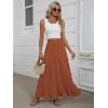 imageANRABESS Womens Maxi Skirt Elastic High Waist Swing Tiered Aline Flowy Pleated Boho Beach Vacation Long SkirtsRust