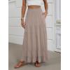 imageANRABESS Womens Maxi Skirt Elastic High Waist Swing Tiered Aline Flowy Pleated Boho Beach Vacation Long SkirtsTan Brown