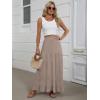 imageANRABESS Womens Maxi Skirt Elastic High Waist Swing Tiered Aline Flowy Pleated Boho Beach Vacation Long SkirtsTan Brown