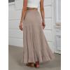 imageANRABESS Womens Maxi Skirt Elastic High Waist Swing Tiered Aline Flowy Pleated Boho Beach Vacation Long SkirtsTan Brown