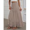 imageANRABESS Womens Maxi Skirt Elastic High Waist Swing Tiered Aline Flowy Pleated Boho Beach Vacation Long SkirtsTan Brown